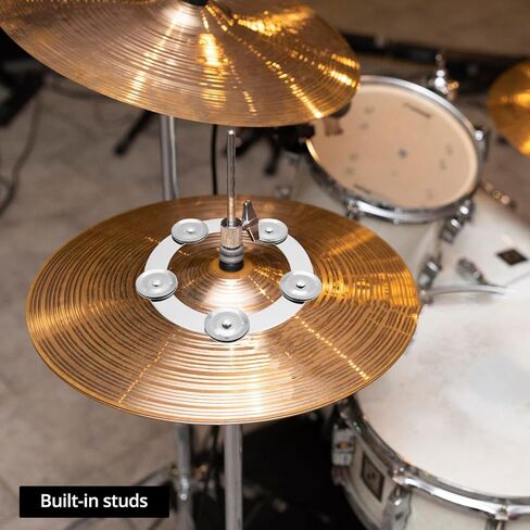 QWORK 2 Pack Cymbal Ching Ring Tambourine Jingle - Stainless Steel with 5 Pairs of Jingles, for Crashes, Hi Hats, Crashes, Effects Cymbal in Saudi Arabia