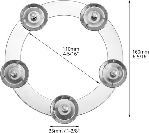 QWORK 2 Pack Cymbal Ching Ring Tambourine Jingle - Stainless Steel with 5 Pairs of Jingles, for Crashes, Hi Hats, Crashes, Effects Cymbal in Saudi Arabia