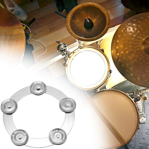 QWORK 2 Pack Cymbal Ching Ring Tambourine Jingle - Stainless Steel with 5 Pairs of Jingles, for Crashes, Hi Hats, Crashes, Effects Cymbal in Saudi Arabia
