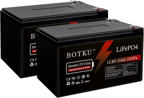 12V 9Ah Lithium LiFePO4 Deep Cycle Battery 2 Pack, 3000+ Cycle Rechargeable Lithium Iron Phosphate Battery for Solar, Fish Finder, Lighting, Feeder, Off-Grid Applications with 10A BMS in Saudi Arabia