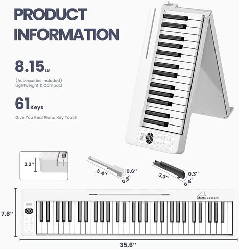 Piano Keyboard 61 Keys, Folding Digital Piano with Light up Key, Semi-Weighted & Bluetooth MIDI Portable Piano Keyboard for Beginners, Teens, Adult (Piano Bag, Stand Included) in Saudi Arabia