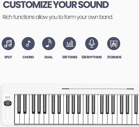 Piano Keyboard 61 Keys, Folding Digital Piano with Light up Key, Semi-Weighted & Bluetooth MIDI Portable Piano Keyboard for Beginners, Teens, Adult (Piano Bag, Stand Included) in Saudi Arabia