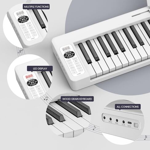 Piano Keyboard 61 Keys, Folding Digital Piano with Light up Key, Semi-Weighted & Bluetooth MIDI Portable Piano Keyboard for Beginners, Teens, Adult (Piano Bag, Stand Included) in Saudi Arabia
