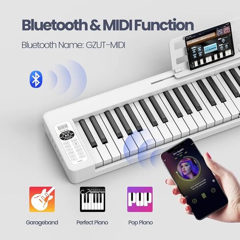Piano Keyboard 61 Keys, Folding Digital Piano with Light up Key, Semi-Weighted & Bluetooth MIDI Portable Piano Keyboard for Beginners, Teens, Adult (Piano Bag, Stand Included) in Saudi Arabia