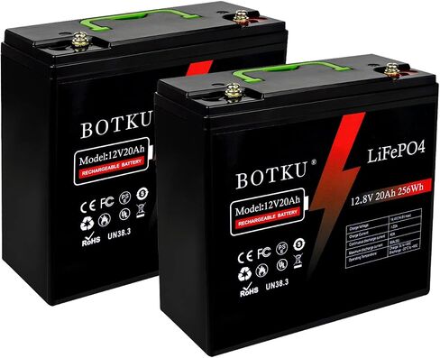 12V 9Ah Lithium LiFePO4 Deep Cycle Battery 2 Pack, 3000+ Cycle Rechargeable Lithium Iron Phosphate Battery for Solar, Fish Finder, Lighting, Feeder, Off-Grid Applications with 10A BMS in Saudi Arabia
