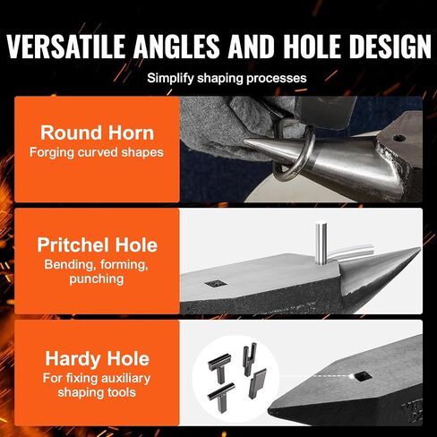 VEVOR Cast Iron Anvil, 100 Lbs(45kg) Single Horn Anvil with 10.4 x 5 in Countertop and Stable Base, High Hardness Rugged Round Horn Anvil Blacksmith, for Bending, Shaping, Twisting in Saudi Arabia
