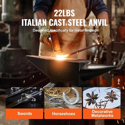 VEVOR Cast Iron Anvil, 100 Lbs(45kg) Single Horn Anvil with 10.4 x 5 in Countertop and Stable Base, High Hardness Rugged Round Horn Anvil Blacksmith, for Bending, Shaping, Twisting in Saudi Arabia