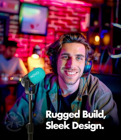 مجموعة ميكروفون Movo CastMic Dynamic XLR Podcast مع حامل منضدية للكمبيوتر الشخصي والألعاب والبث المباشر واليوتيوب والموسيقيين - ميكروفون بودكاست قلبي لمنشئي المحتوى in Kuwait