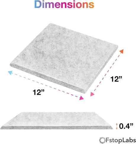Fstop Labs 0.4" X 12" X 12" Acoustic Foam Panels, Sound Absorbing Panel, Beveled Edge Tiles Soundproof Foam Insulation, Soundproof Wall Panels in Saudi Arabia