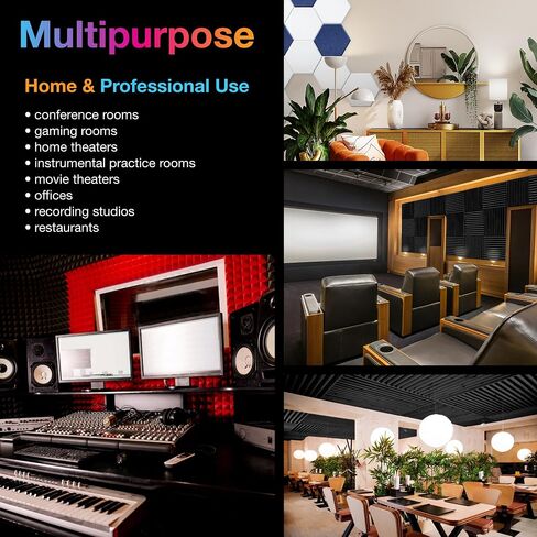 Fstop Labs 0.4" X 12" X 12" Acoustic Foam Panels, Sound Absorbing Panel, Beveled Edge Tiles Soundproof Foam Insulation, Soundproof Wall Panels in Saudi Arabia