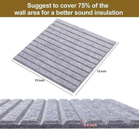16 Pcs Pro Grade Soundproof Wall Panels,Acoustic Panels,Premium Sound Panels,Better Than Foam,Wedge Design,with Adhesive on Back,for Acoustical Treatments/Professional Studio,12×12×0.4 in(Light Grey) in Kuwait