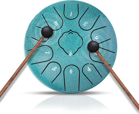 طبلة اللسان الفولاذية - 11 ملاحظة 6 بوصات طبلة المطر على شكل حرف C أدوات شفاء الصوت - طبلة يدوية للتأمل والترفيه والتعليم الموسيقي والحفلات الموسيقية وشفاء العقل واليوجا (ذهبي) in Kuwait