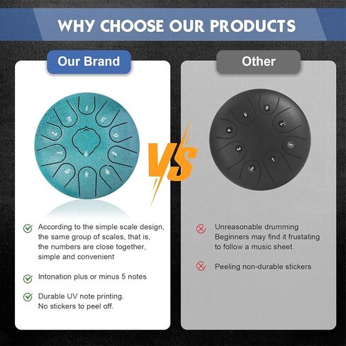 طبلة اللسان الفولاذية - 11 ملاحظة 6 بوصات طبلة المطر على شكل حرف C أدوات شفاء الصوت - طبلة يدوية للتأمل والترفيه والتعليم الموسيقي والحفلات الموسيقية وشفاء العقل واليوجا (ذهبي) in Kuwait