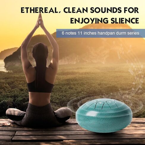 طبلة اللسان الفولاذية - 11 ملاحظة 6 بوصات طبلة المطر على شكل حرف C أدوات شفاء الصوت - طبلة يدوية للتأمل والترفيه والتعليم الموسيقي والحفلات الموسيقية وشفاء العقل واليوجا (ذهبي) in Kuwait