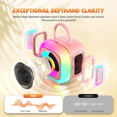 آلة كاريوكي للأطفال، آلة كاريوكي صغيرة محمولة مع 2 ميكروفونات لاسلكية وأضواء ملونة، أفكار هدايا لحفلات المنزل العائلي وأعياد الميلاد وأعياد الميلاد للفتيات والأولاد من سن 3 إلى 12 سنة فما فوق in Kuwait