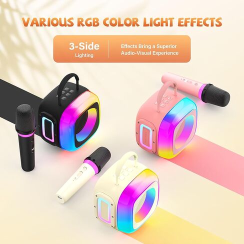 آلة كاريوكي للأطفال، آلة كاريوكي صغيرة محمولة مع 2 ميكروفونات لاسلكية وأضواء ملونة، أفكار هدايا لحفلات المنزل العائلي وأعياد الميلاد وأعياد الميلاد للفتيات والأولاد من سن 3 إلى 12 سنة فما فوق in Kuwait