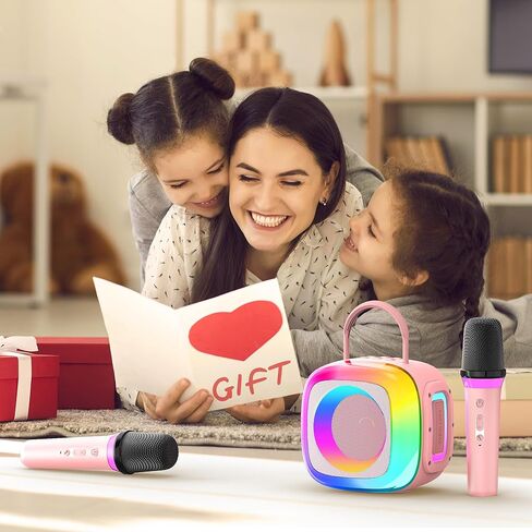 آلة كاريوكي للأطفال، آلة كاريوكي صغيرة محمولة مع 2 ميكروفونات لاسلكية وأضواء ملونة، أفكار هدايا لحفلات المنزل العائلي وأعياد الميلاد وأعياد الميلاد للفتيات والأولاد من سن 3 إلى 12 سنة فما فوق in Kuwait