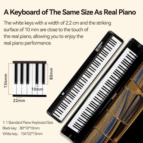 TERENCE Digital Piano 88 Key Weighted Keyboard, Full Size Piano Keyboard with 2X15W Speakers, Music Stand, Keyboard Stickers, and Sustain Pedal, Portable Folding Piano Gift Teaching for Beginners in Kuwait