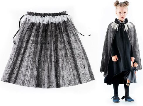 Halloween Cape Spiderweb Cloak for Halloween Cosplay Dress Up Lace Spiderweb Cape Costume for Women Party Supplies 30in in Kuwait