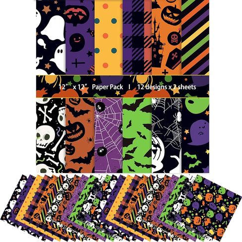 24Sheet Fall Scrapbook Paper Set 12x12 inches Thanksgiving Day Decorative Cardstock Paper for Card Making Craft Scrapbooking Junk Journal Gift Decoration Supplies(C-Fall) in Saudi Arabia