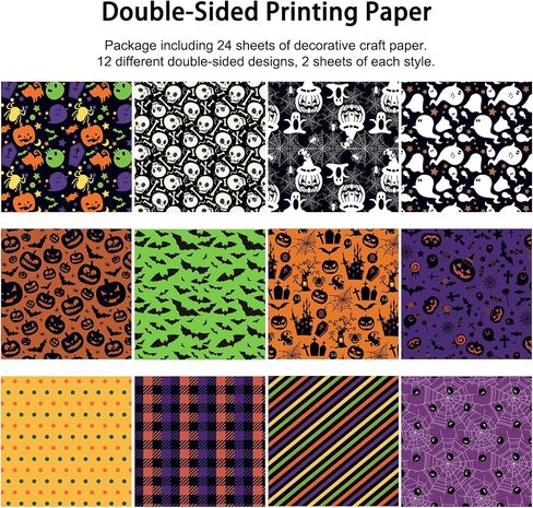 24Sheet Fall Scrapbook Paper Set 12x12 inches Thanksgiving Day Decorative Cardstock Paper for Card Making Craft Scrapbooking Junk Journal Gift Decoration Supplies(C-Fall) in Saudi Arabia