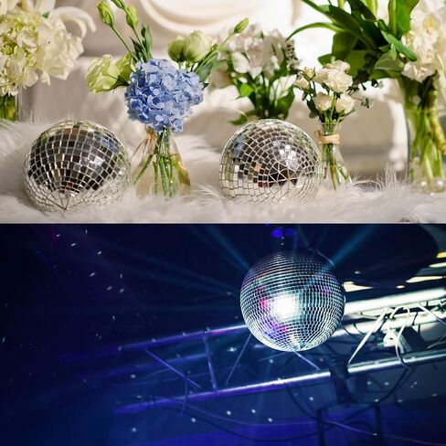 MECCANIXITY Disco Ball Mirror Ball 6 Inch Hanging Disco Balls with Hanging Ring and Rope for Party Dance Wedding Stage Festival Christmas Club Home Decoration, Gold in Saudi Arabia