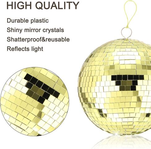 MECCANIXITY Disco Ball Mirror Ball 6 Inch Hanging Disco Balls with Hanging Ring and Rope for Party Dance Wedding Stage Festival Christmas Club Home Decoration, Gold in Saudi Arabia