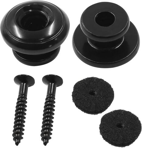 Hordion 2 قطعة أقفال حزام الجيتار، أزرار حزام القيثارة مع مسامير وغسالات للجيتار الصوتي باس المندولين، أسود in Kuwait