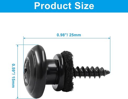 Hordion 2 قطعة أقفال حزام الجيتار، أزرار حزام القيثارة مع مسامير وغسالات للجيتار الصوتي باس المندولين، أسود in Kuwait