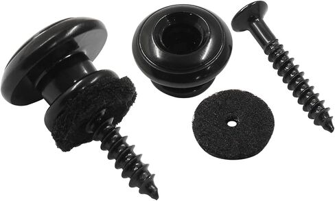 Hordion 2 قطعة أقفال حزام الجيتار، أزرار حزام القيثارة مع مسامير وغسالات للجيتار الصوتي باس المندولين، أسود in Kuwait