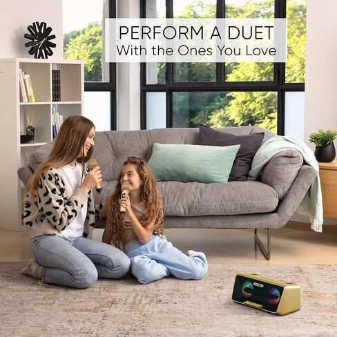 MASINGO Karaoke Machine for Adults and Kids with 2 Wireless Microphones, Portable Bluetooth Singing Speaker, Colorful LED Lights, PA System, Lyrics Display Phone Holder, and TV Cable. Presto G2 in Saudi Arabia