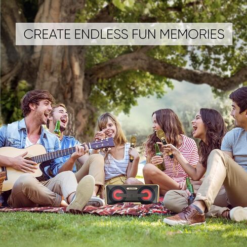 MASINGO Karaoke Machine for Adults and Kids with 2 Wireless Microphones, Portable Bluetooth Singing Speaker, Colorful LED Lights, PA System, Lyrics Display Phone Holder, and TV Cable. Presto G2 in Saudi Arabia
