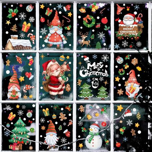 Snowflake Window Clings,9 Sheets Christmas Window Clings, Christmas Decorations Indoor 253 Pcs White Snowflake for Glass Window Home Decor Snowflakes Stickers Decals Christmas Winter Decorations in Saudi Arabia