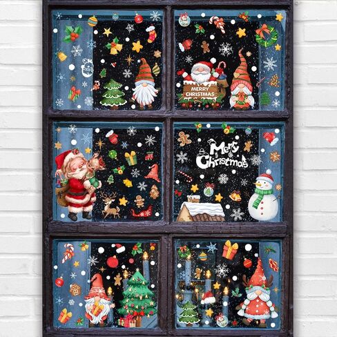 Snowflake Window Clings,9 Sheets Christmas Window Clings, Christmas Decorations Indoor 253 Pcs White Snowflake for Glass Window Home Decor Snowflakes Stickers Decals Christmas Winter Decorations in Saudi Arabia