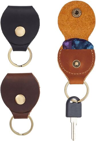 OLYCRAFT 3Pcs 3 Colors Leather Guitar Pick Holder Set Full Grain Leather Guitar Rustic Pick Case Leather Keychain Case Bag Guitar Pick Holder for Guitar Players Key Organizer-Coconut Brown Camel Black in Saudi Arabia