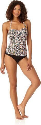 Anne Cole Women's Solid Twist Front Shirred Bandeau Tankini Swim Top in Kuwait