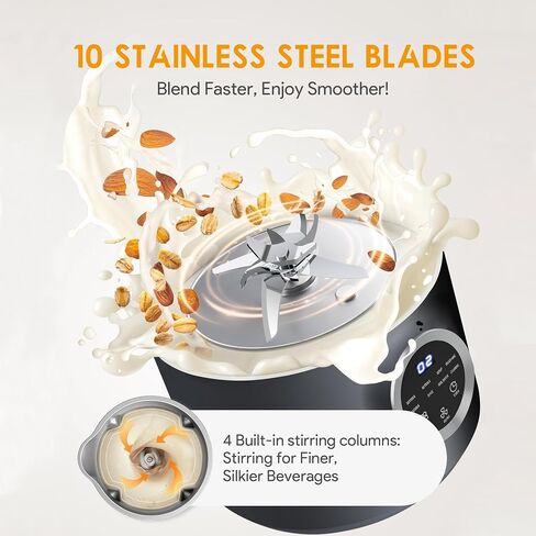 8-in-1 Nut Milk Maker, 40oz Blender Homemade Almond, Oat, Soy, Coconut milk, Juice & Soup, Electric Bean Milk Machine with Delay Start/Auto-Clean/Boil Water/Keep Warm, White in Kuwait
