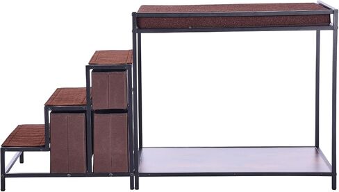 VEVOR Pet Bunk Bed with Stairs, Dog/Cat Window Perch for High Beds and Couches, Medium Multi-Level 3 Step Dog Seat Platform Sleeper Couch, Practical for Modern Homes (Rustic Brown) in Saudi Arabia