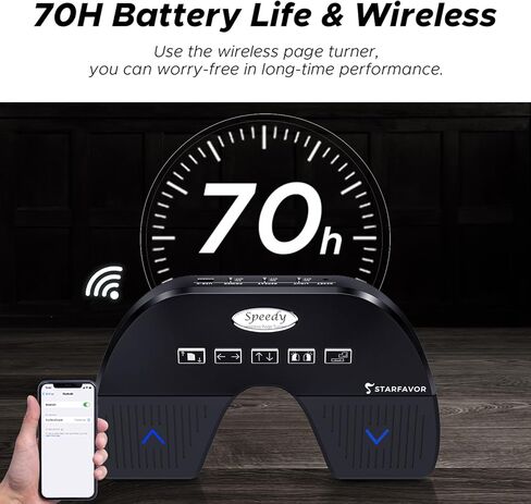 Starfavor Wireless Page Turner Pedal for IPad Tablets Phone App USB Foot Pedal Wireless Foot Pedal Design with Dark Visible Blue Light and Special Metal Base, Silent, Rechargeable in Kuwait