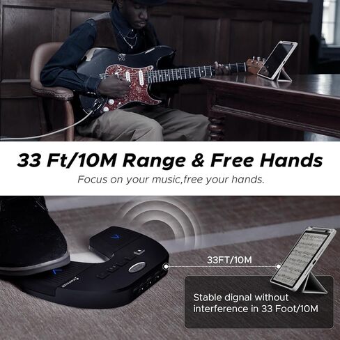 Starfavor Wireless Page Turner Pedal for IPad Tablets Phone App USB Foot Pedal Wireless Foot Pedal Design with Dark Visible Blue Light and Special Metal Base, Silent, Rechargeable in Kuwait