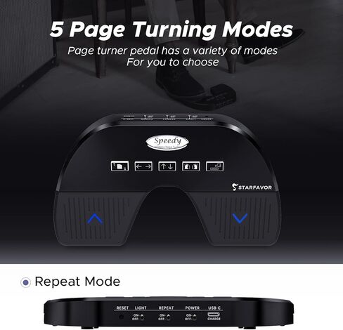 Starfavor Wireless Page Turner Pedal for IPad Tablets Phone App USB Foot Pedal Wireless Foot Pedal Design with Dark Visible Blue Light and Special Metal Base, Silent, Rechargeable in Kuwait