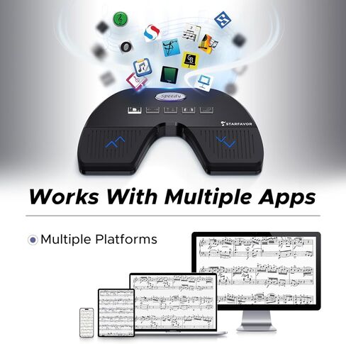 Starfavor Wireless Page Turner Pedal for IPad Tablets Phone App USB Foot Pedal Wireless Foot Pedal Design with Dark Visible Blue Light and Special Metal Base, Silent, Rechargeable in Kuwait