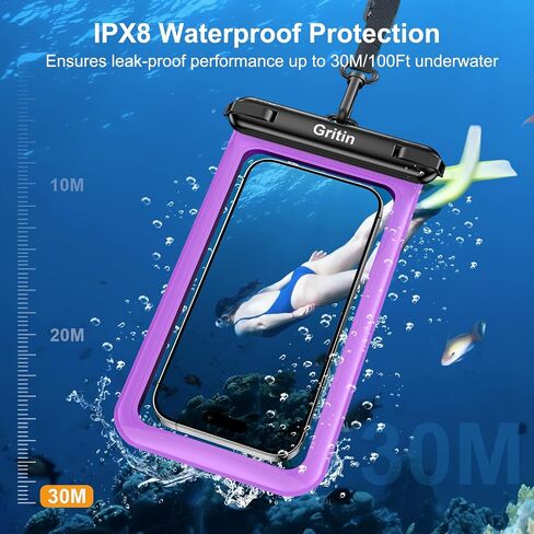 Gritin Waterproof Phone Pouch,[2 Pack]IPX8 Universal Waterproof Phone Case Dry Bag for Swimming, Adjustable Lanyard Underwater Phone Case for iPhone 15 14 13,Galaxy and Phones up to 7.2"-Black+Yellow in Saudi Arabia