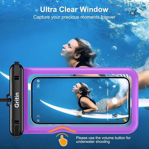 Gritin Waterproof Phone Pouch,[2 Pack]IPX8 Universal Waterproof Phone Case Dry Bag for Swimming, Adjustable Lanyard Underwater Phone Case for iPhone 15 14 13,Galaxy and Phones up to 7.2"-Black+Yellow in Saudi Arabia