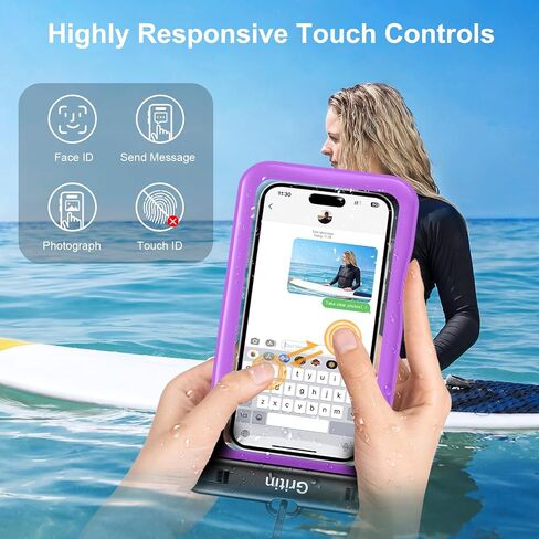 Gritin Waterproof Phone Pouch,[2 Pack]IPX8 Universal Waterproof Phone Case Dry Bag for Swimming, Adjustable Lanyard Underwater Phone Case for iPhone 15 14 13,Galaxy and Phones up to 7.2"-Black+Yellow in Saudi Arabia
