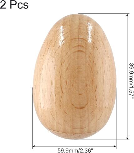 مجموعة من 4 قطع من هزاز البيض الخشبي الطبيعي من Litoexpe، أدوات إيقاعية موسيقية لتزيين الحرف اليدوية لعيد الفصح (لون طبيعي) in Kuwait