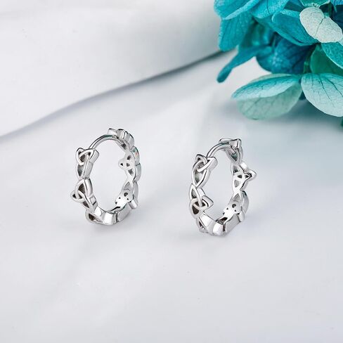 Celtic Cross Hoop Earrings for Men Women Sterling Silver Irish Cross Jewelry for Men Boyfriend Women in Kuwait