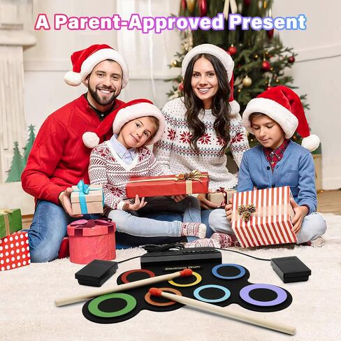 BESFAN Portable Electronic Drum Set - 7 Pads Roll up Drum Practice Pad with Pedals & Stick, Headphone, Jack in Drum Set Kit for Kids and Adults, Great Holiday Christmas & Birthday Gift in Kuwait