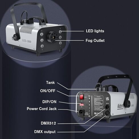 DMX 1000W Fog Machine with Wireless Remote Control,Smoke & Haze Machine with 6 LED RGB Light for Atmosphere, Theatrical, Halloween, Party, Stage Effects, and Wedding in Saudi Arabia