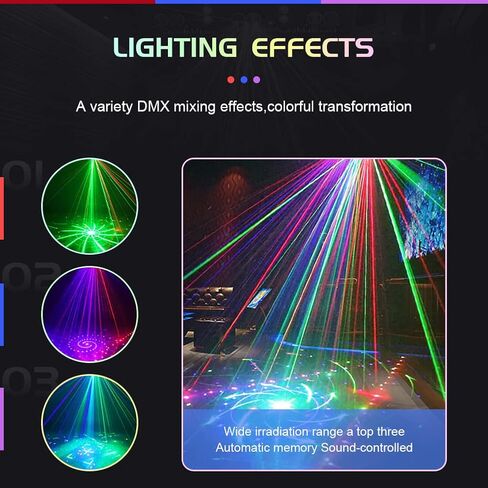 21 Eyes Stage Light Disco Dj Party Strobe Lights Indoor Sound Activated RGB UV Ball Lighting by DMX512 Control LED Ravelight for Home Parties Karaoke Birthday Wedding Bar in Saudi Arabia